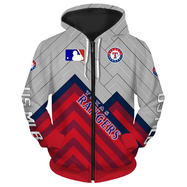 Texas Rangers All Over Print Baseball 3D Zip Hoodie For Fans