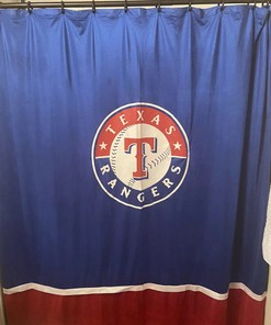 Texas Rangers Baseball Shower Curtain with Jersey Cloth for Blue Red Bathroom Decor 