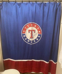 Texas Rangers Baseball Shower Curtain with Jersey Cloth for Blue Red Bathroom Decor