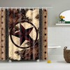 Texas Star Art Prints Shower Curtain - Vintage and Rustic Bathroom Decor with Wooden Board and Texas Star Prints