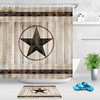 Texas Star Barn Shower Curtain - Vintage and Rustic Bathroom Decor with Wooden Barn Door and Texas Star Prints