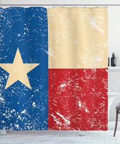 Texas Star Independence Symbol Print Shower Curtain for Bathroom Decor