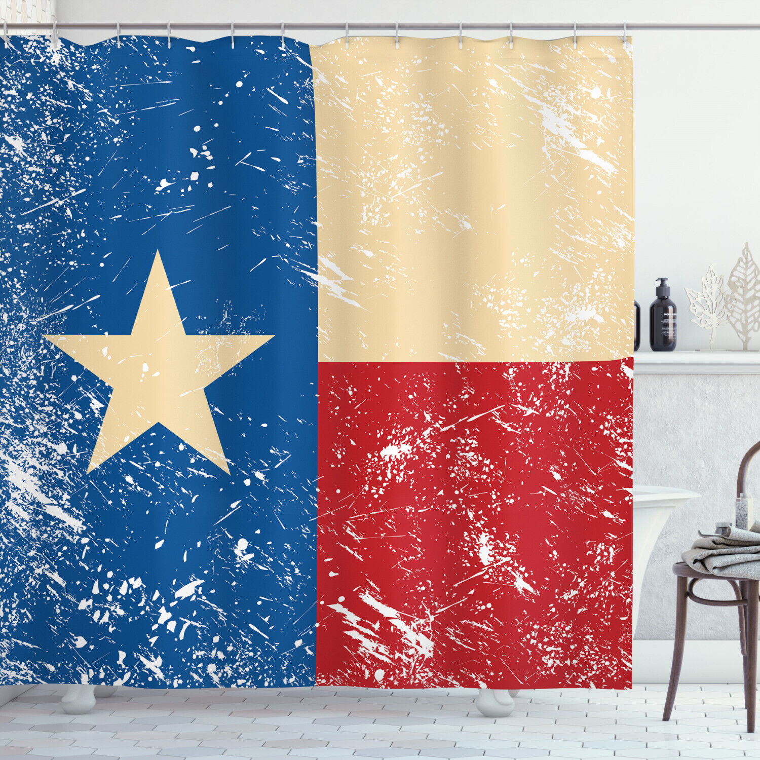 Texas Star Independence Symbol Print Shower Curtain for Bathroom Decor