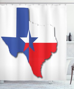 Texas Star Map Outline Flag Print Shower Curtain for Bathroom Decor