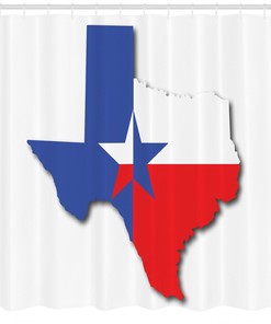 Texas Star Map Outline Flag Print Shower Curtain for Bathroom Decor