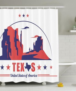 Texas Star Shower Curtain Fabric for Rustic Bathroom Decors