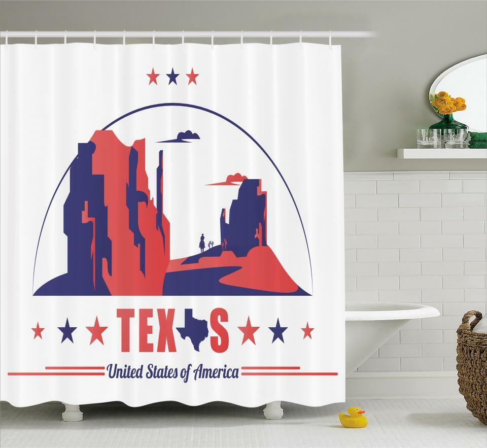 Texas Star Shower Curtain Fabric for Rustic Bathroom Decors