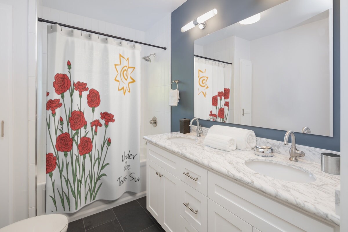 Texas Themed Shower Curtain Under the Sun for Texas Bathroom Decor