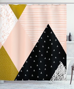 Textured Geometric Pattern Shower Curtain For Modern Bathroom Decor