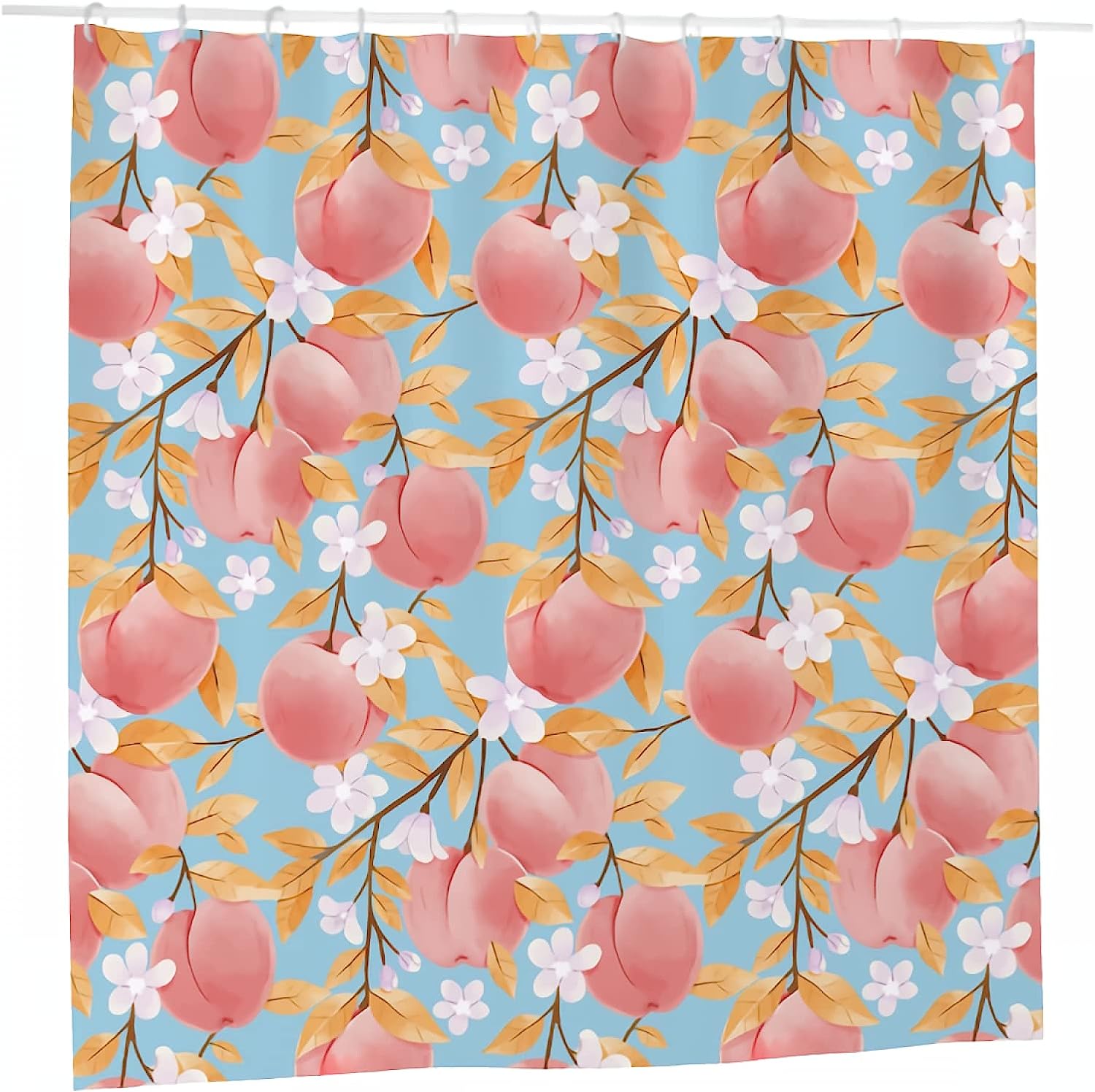 Textured Peach Tree Fruit Shower Curtain For Bathroom Decor