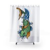 Thai Green Carp Retro Shower Curtain for Unique Bathroom Decor Gift 