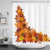 Thanksgiving Autumn Harvest Pumpkin Maple Leaf Shower Curtain for Rustic Bathroom Decor 