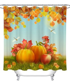 Thanksgiving Fall Harvest Pumpkin Leaf Shower Curtain for Bathroom