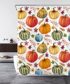 Thanksgiving Fall Harvest Shower Curtain Rustic Crop Pumpkin Bathroom Accessories