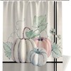 Thanksgiving Pumpkin Maple Leaf Botanical Black Stripe Fabric Shower Curtain