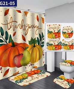 Thanksgiving Pumpkin Waterproof Shower Curtain, Hook Pad Included