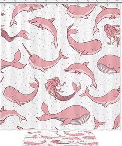 The Beauty of Pink Mermaid Whale on Your Shower Curtain for a Fun Bathroom