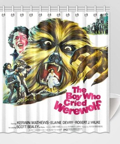 The Boy Who Cried Werewolf Retro Horror Movie Shower Curtain for College Horror Story Bathroom Decor
