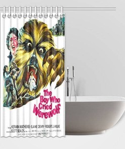 The Boy Who Cried Werewolf Retro Horror Movie Shower Curtain for College Horror Story Bathroom Decor