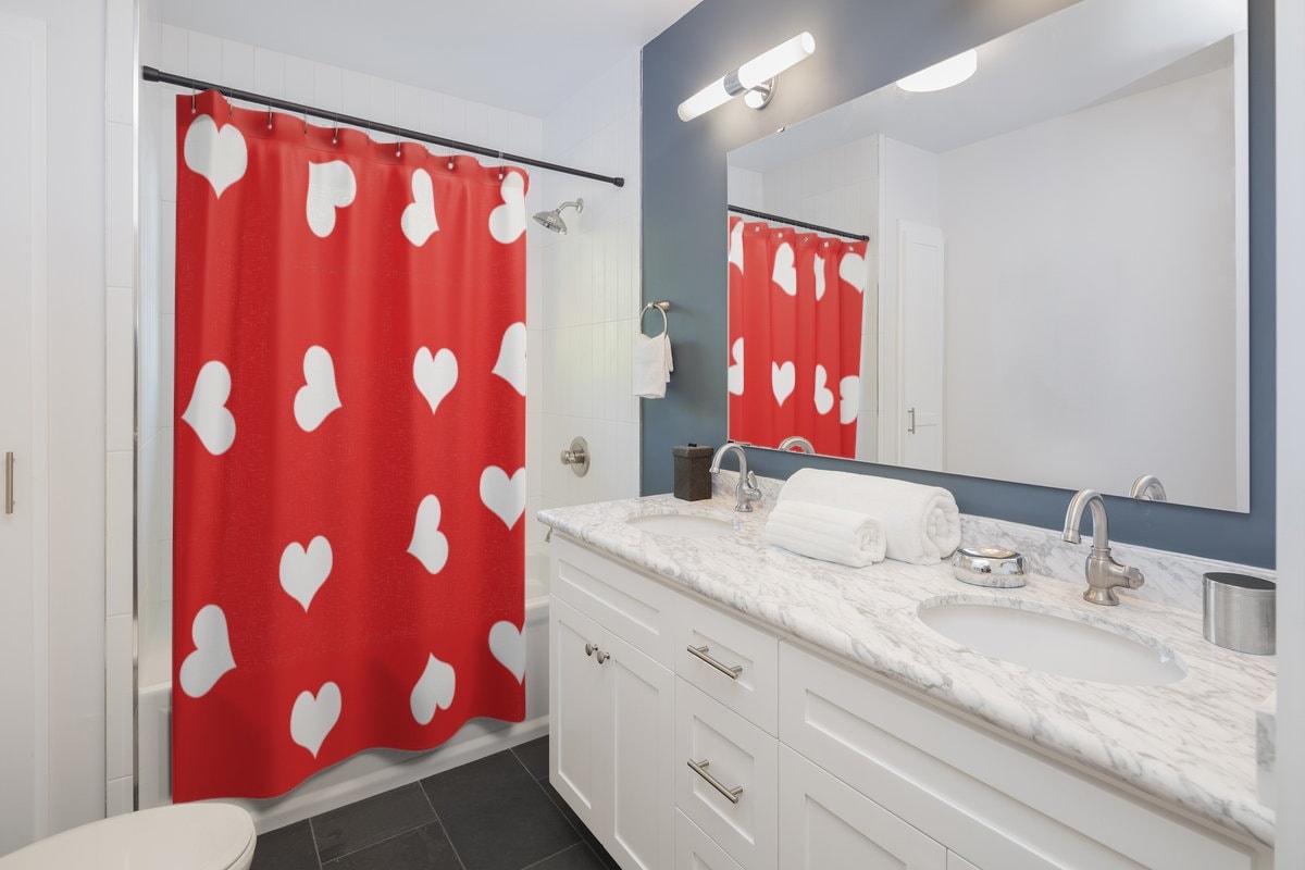The Classic Heart Shower Curtain That Will Never Get Old
