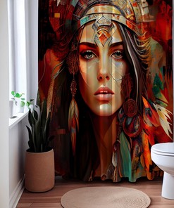 The Crimson Crown Stem Shower Curtain, Boho Chic Bathroom Decor