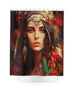 The Crimson Crown Stem Shower Curtain, Boho Chic Bathroom Decor
