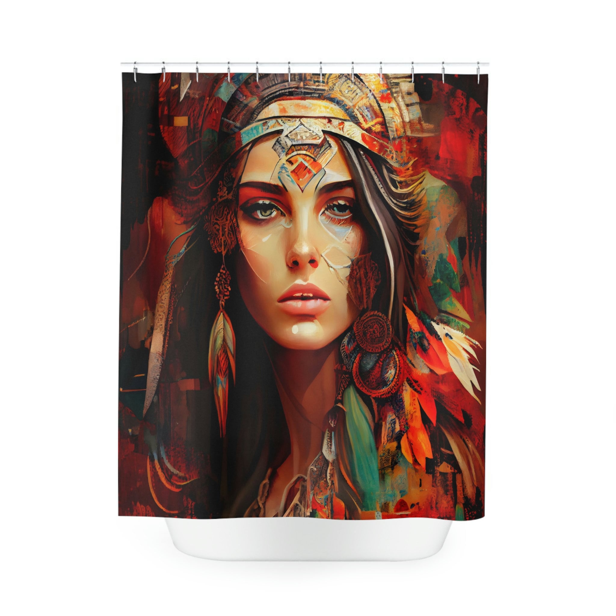 The Crimson Crown Stem Shower Curtain, Boho Chic Bathroom Decor