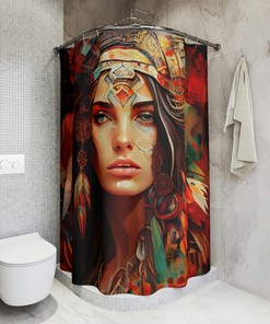 The Crimson Crown Stem Shower Curtain, Boho Chic Bathroom Decor