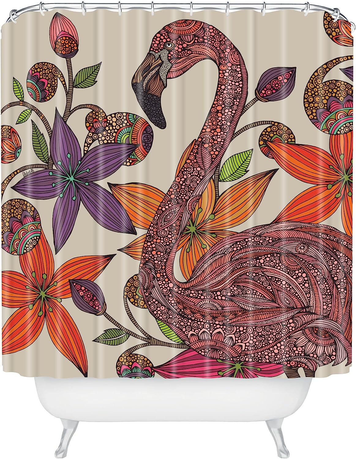 The Flamingo Shower Curtain By Valentina Ramos - A Fun And Playful Design For Your Bathroom
