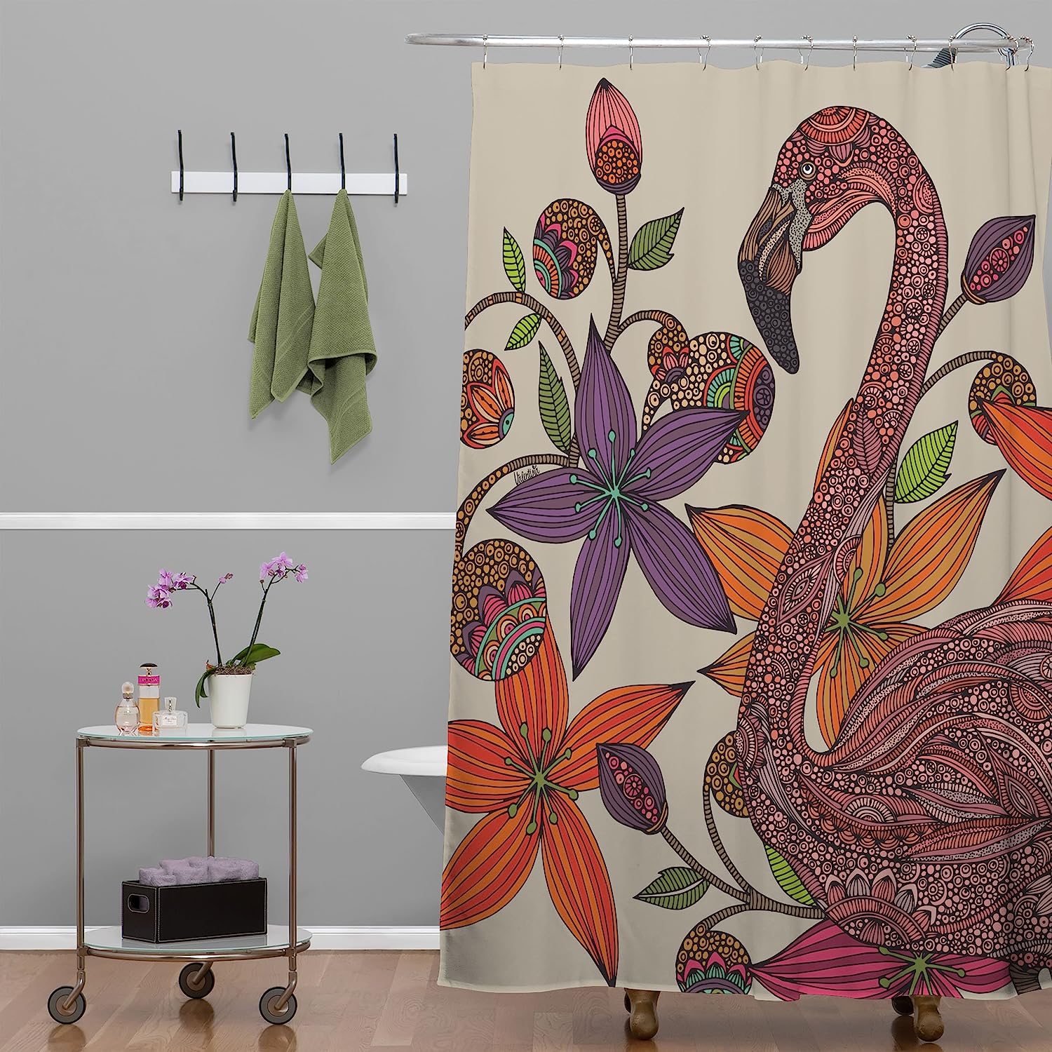 The Flamingo Shower Curtain By Valentina Ramos - A Fun And Playful Design For Your Bathroom - Image 2