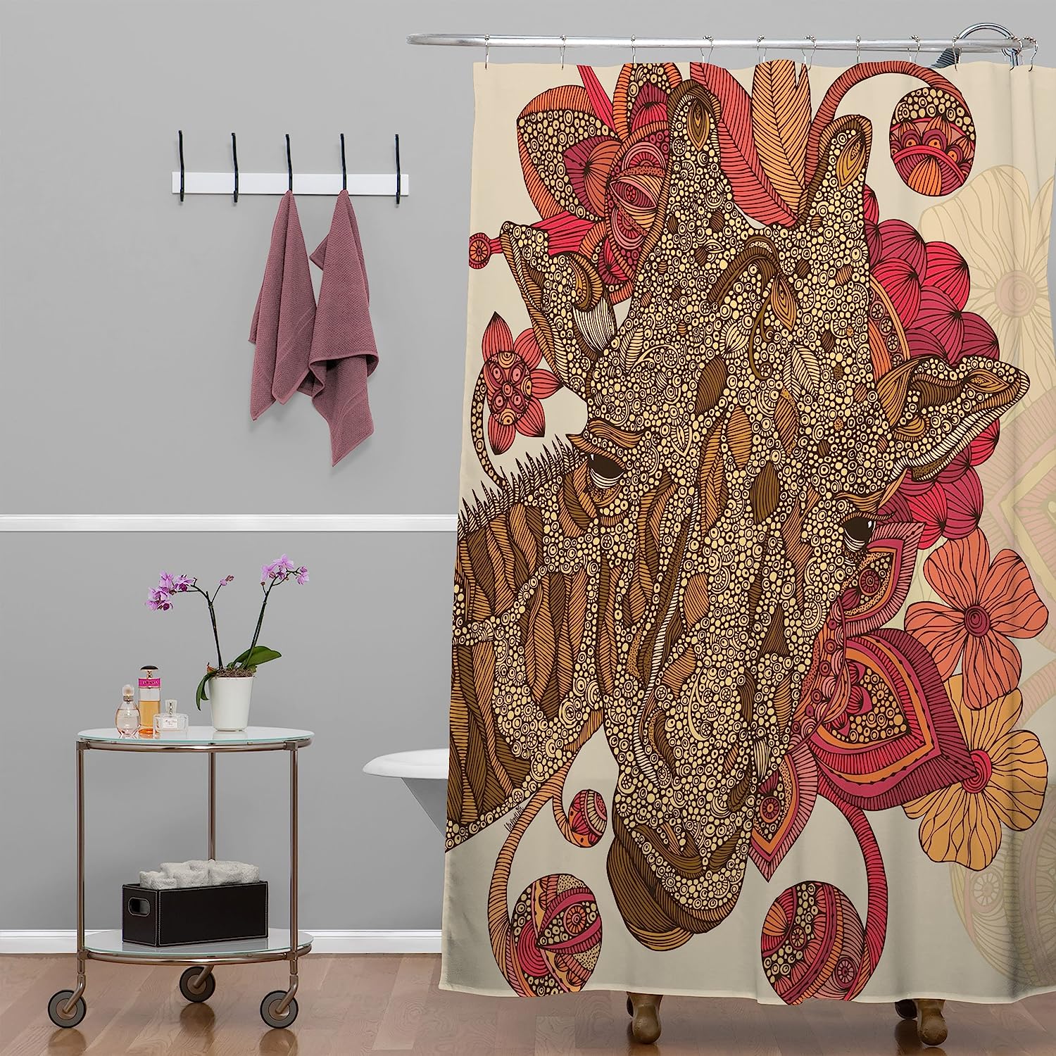 The Giraffe Shower Curtain By Valentina Ramos - A Classic And Sophisticated Design For Your Bathroom - Image 2