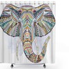 The Hand Drawn Mandala Elephant India Style on White Fabric Bath Curtain Durable Bathroom Curtain Unique Design 