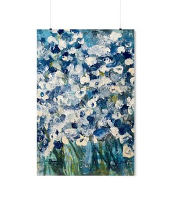 The Language of Flowers Blue Premium Matte Poster by Stacey Christensen