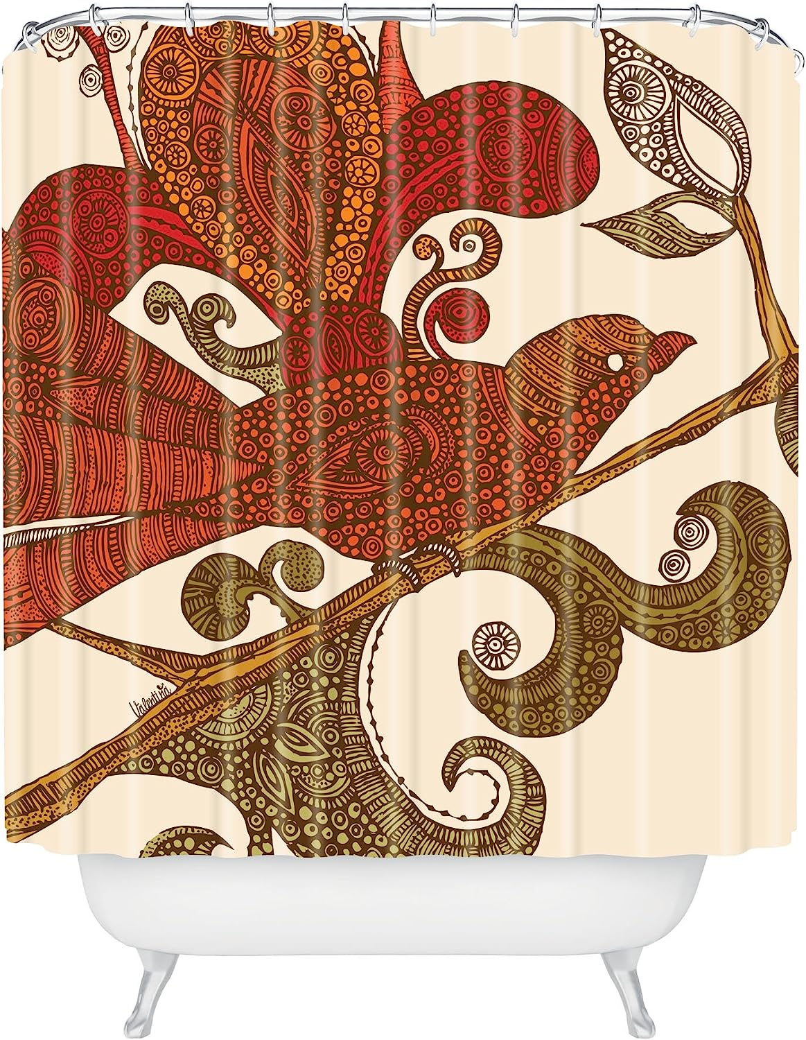 The Orange Bird Shower Curtain By Valentina Ramos - Add A Pop Of Color To Your Bathroom Decor