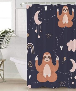 The Sloth Meditates Under The Stars Shower Curtain for Bathroom Decor