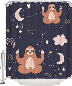 The Sloth Meditates Under The Stars Shower Curtain for Bathroom Decor
