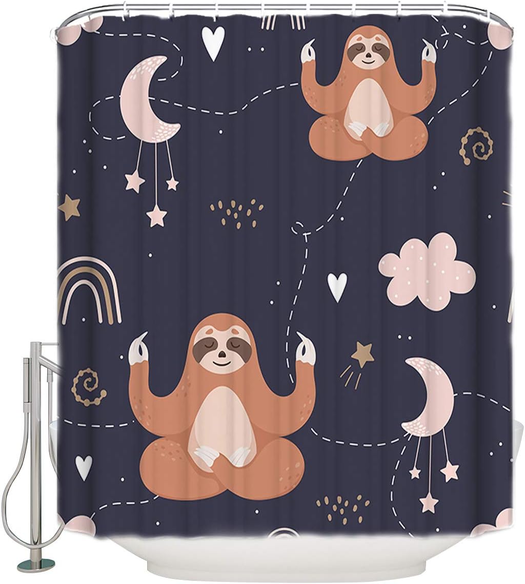The Sloth Meditates Under The Stars Shower Curtain for Bathroom Decor