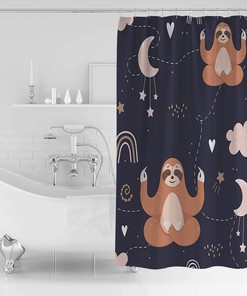 The Sloth Meditates Under The Stars Shower Curtain for Bathroom Decor
