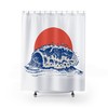 The Sun & Ocean Wave Retro Shower Curtain for Bathroom Decor 