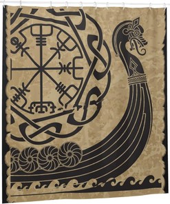 The Vikings Ancient Scandinavian Pattern Norse Runes Shower Curtain for Unique Home Decoration