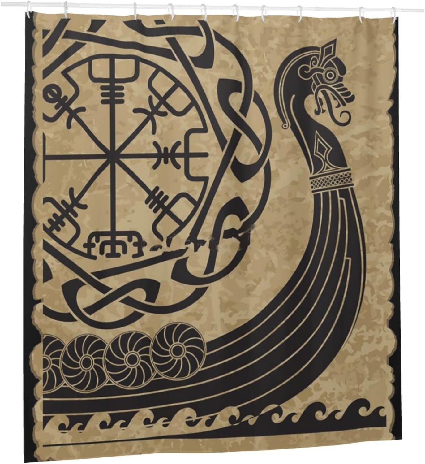 The Vikings Ancient Scandinavian Pattern Norse Runes Shower Curtain for Unique Home Decoration