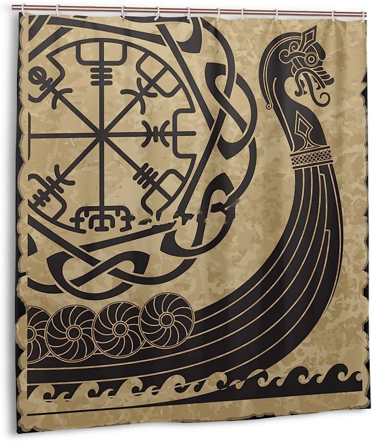 The Vikings Ancient Scandinavian Pattern Norse Runes Shower Curtain for Unique Home Decoration