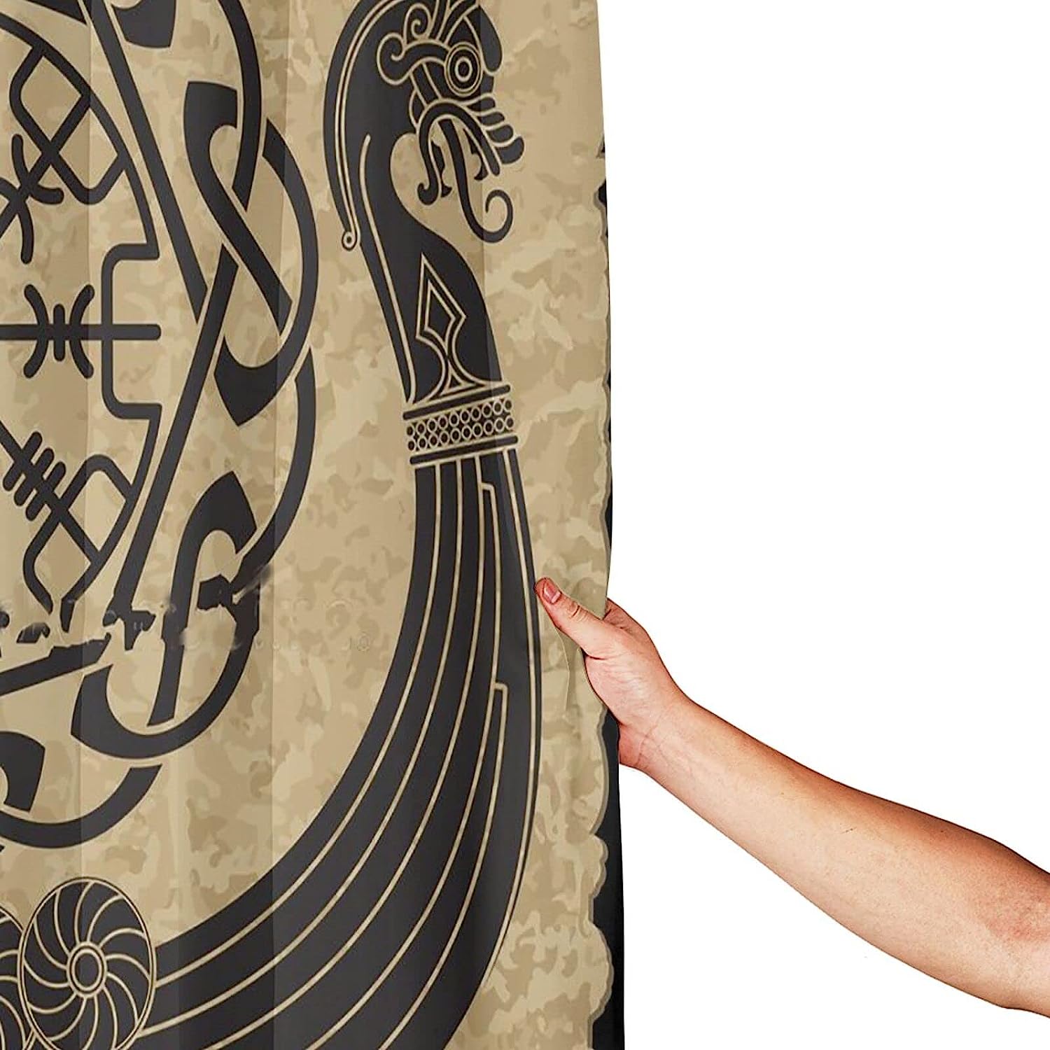 The Vikings Ancient Scandinavian Pattern Norse Runes Shower Curtain for Unique Home Decoration