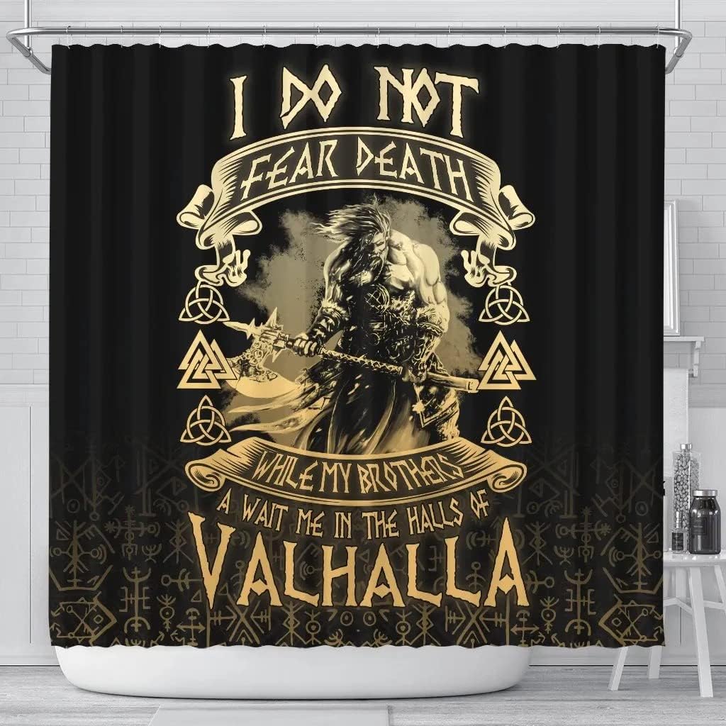 Themes Shower Curtain - Warrior Valhalla Norse Vikings 3D Print Pattern for Bathroom/Laundry Waterproof