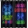 Thermal Insulated Game Room Blackout Curtains - Video Game Controller Neon Sign Pattern