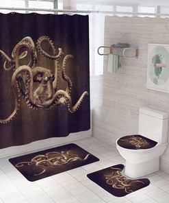 Thick Octopus Print Shower Curtain for a Bold and Mysterious Bathroom Decor