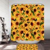 Thick Sunflowers and Butterflies Fabric Shower Curtain