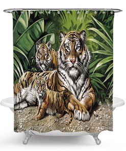 Thick Tiger Print Shower Curtain Bathrooms Set Cover for a Bold and Wild Bathroom Decor