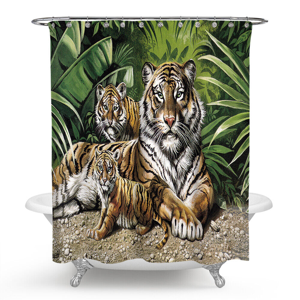 Thick Tiger Print Shower Curtain Bathrooms Set Cover for a Bold and Wild Bathroom Decor