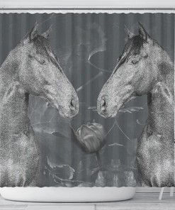 Thoroughbred Horse Print Shower Curtain for Horse Lovers